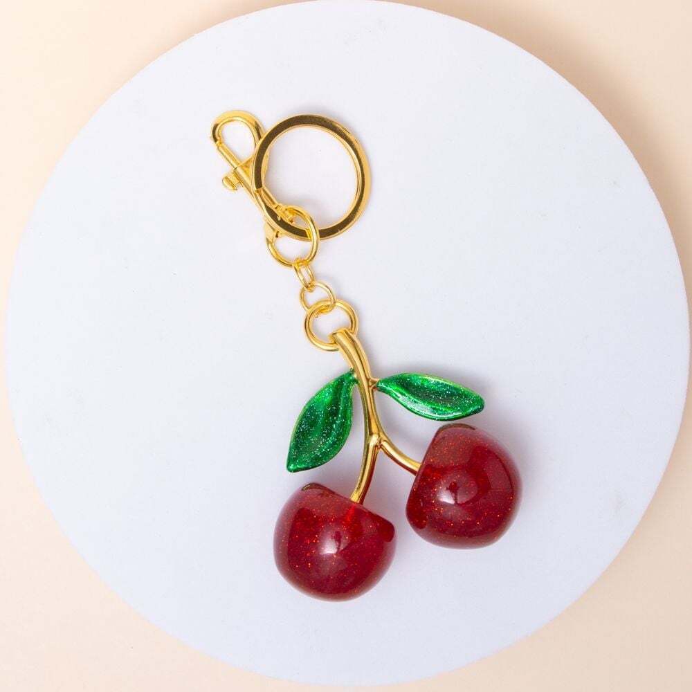 Red and Green Cherry Handbag Charm Keychain
